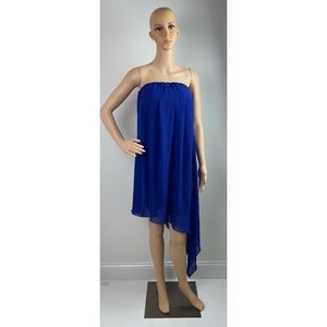 ArdenB Royal Blue Chiffon Sleeveless Ruffle Asymmetrical Midi Dress Size M